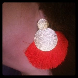 Plunder red and gold fan earrings